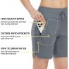 imageTBMPOY Womens Board Shorts 7quot High Waisted Swim Beach Quick Dry Shorts with Zipper Pockets Water Liner Bathing BottomStone Blue