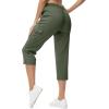imageTBMPOY Womens Capri Pants Lightweight Quick Dry Hiking Cargo Pockets Casual Water Resistant Travel Cropped CottonArmy Green