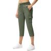 imageTBMPOY Womens Capri Pants Lightweight Quick Dry Hiking Cargo Pockets Casual Water Resistant Travel Cropped CottonArmy Green