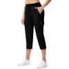 imageTBMPOY Womens Capri Pants Lightweight Quick Dry Hiking Cargo Pockets Casual Water Resistant Travel Cropped CottonBlack