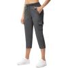 imageTBMPOY Womens Capri Pants Lightweight Quick Dry Hiking Cargo Pockets Casual Water Resistant Travel Cropped CottonDeep Gray