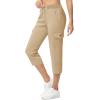 imageTBMPOY Womens Capri Pants Lightweight Quick Dry Hiking Cargo Pockets Casual Water Resistant Travel Cropped CottonKhaki