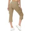 imageTBMPOY Womens Capri Pants Lightweight Quick Dry Hiking Cargo Pockets Casual Water Resistant Travel Cropped CottonKhaki1