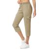 imageTBMPOY Womens Capri Pants Lightweight Quick Dry Hiking Cargo Pockets Casual Water Resistant Travel Cropped CottonLight Khaki