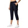imageTBMPOY Womens Capri Pants Lightweight Quick Dry Hiking Cargo Pockets Casual Water Resistant Travel Cropped CottonNavy Blue