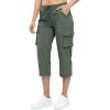 imageTBMPOY Womens Cargo Capris Lightweight Hiking Pants 6 Pockets Quick Dry Casual Outdoor Trip Loose Shorts Cropped CottonArmy Green