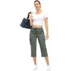 imageTBMPOY Womens Cargo Capris Lightweight Hiking Pants 6 Pockets Quick Dry Casual Outdoor Trip Loose Shorts Cropped CottonArmy Green