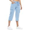 imageTBMPOY Womens Cargo Capris Lightweight Hiking Pants 6 Pockets Quick Dry Casual Outdoor Trip Loose Shorts Cropped CottonBaby Blue