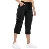imageTBMPOY Womens Cargo Capris Lightweight Hiking Pants 6 Pockets Quick Dry Casual Outdoor Trip Loose Shorts Cropped CottonBlack