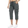 imageTBMPOY Womens Cargo Capris Lightweight Hiking Pants 6 Pockets Quick Dry Casual Outdoor Trip Loose Shorts Cropped CottonDark Grey