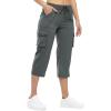 imageTBMPOY Womens Cargo Capris Lightweight Hiking Pants 6 Pockets Quick Dry Casual Outdoor Trip Loose Shorts Cropped CottonDark Grey