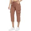 imageTBMPOY Womens Cargo Capris Lightweight Hiking Pants 6 Pockets Quick Dry Casual Outdoor Trip Loose Shorts Cropped CottonGrayish Purplered