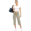 imageTBMPOY Womens Cargo Capris Lightweight Hiking Pants 6 Pockets Quick Dry Casual Outdoor Trip Loose Shorts Cropped CottonGrey Khaki