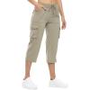 imageTBMPOY Womens Cargo Capris Lightweight Hiking Pants 6 Pockets Quick Dry Casual Outdoor Trip Loose Shorts Cropped CottonGrey Khaki