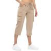 imageTBMPOY Womens Cargo Capris Lightweight Hiking Pants 6 Pockets Quick Dry Casual Outdoor Trip Loose Shorts Cropped CottonKhaki