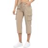 imageTBMPOY Womens Cargo Capris Lightweight Hiking Pants 6 Pockets Quick Dry Casual Outdoor Trip Loose Shorts Cropped CottonKhaki