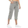 imageTBMPOY Womens Cargo Capris Lightweight Hiking Pants 6 Pockets Quick Dry Casual Outdoor Trip Loose Shorts Cropped CottonMedium Grey