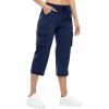imageTBMPOY Womens Cargo Capris Lightweight Hiking Pants 6 Pockets Quick Dry Casual Outdoor Trip Loose Shorts Cropped CottonNavy