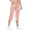 imageTBMPOY Womens Cargo Capris Lightweight Hiking Pants 6 Pockets Quick Dry Casual Outdoor Trip Loose Shorts Cropped CottonPink