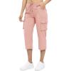 imageTBMPOY Womens Cargo Capris Lightweight Hiking Pants 6 Pockets Quick Dry Casual Outdoor Trip Loose Shorts Cropped CottonPink