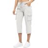 imageTBMPOY Womens Cargo Capris Lightweight Hiking Pants 6 Pockets Quick Dry Casual Outdoor Trip Loose Shorts Cropped CottonWhite