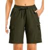 imageTBMPOY Womens Hiking Cargo Shorts 85quot Lightweight QuickDry Water Resistant Athletic Shorts with Zipper PocketsArmy Green