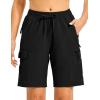 imageTBMPOY Womens Hiking Cargo Shorts 85quot Lightweight QuickDry Water Resistant Athletic Shorts with Zipper PocketsBlack