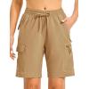 imageTBMPOY Womens Hiking Cargo Shorts 85quot Lightweight QuickDry Water Resistant Athletic Shorts with Zipper PocketsKhaki