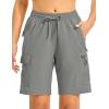 imageTBMPOY Womens Hiking Cargo Shorts 85quot Lightweight QuickDry Water Resistant Athletic Shorts with Zipper PocketsLight Grey