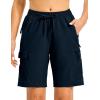 imageTBMPOY Womens Hiking Cargo Shorts 85quot Lightweight QuickDry Water Resistant Athletic Shorts with Zipper PocketsNavy