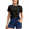 imageTBMPOY Womens Short Sleeve Workout Tops TShirts Breathable Quick Dry UPF 30 Athletic Exercise Tee Shirts with Side SlitsBlack