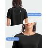 imageTBMPOY Womens Short Sleeve Workout Tops TShirts Breathable Quick Dry UPF 30 Athletic Exercise Tee Shirts with Side SlitsBlack