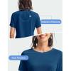 imageTBMPOY Womens Short Sleeve Workout Tops TShirts Breathable Quick Dry UPF 30 Athletic Exercise Tee Shirts with Side SlitsLake Blue