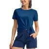 imageTBMPOY Womens Short Sleeve Workout Tops TShirts Breathable Quick Dry UPF 30 Athletic Exercise Tee Shirts with Side SlitsLake Blue