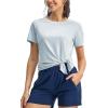 imageTBMPOY Womens Short Sleeve Workout Tops TShirts Breathable Quick Dry UPF 30 Athletic Exercise Tee Shirts with Side SlitsLight Blue