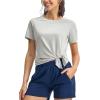 imageTBMPOY Womens Short Sleeve Workout Tops TShirts Breathable Quick Dry UPF 30 Athletic Exercise Tee Shirts with Side SlitsLight Grey