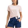 imageTBMPOY Womens Short Sleeve Workout Tops TShirts Breathable Quick Dry UPF 30 Athletic Exercise Tee Shirts with Side SlitsLight Pink