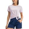 imageTBMPOY Womens Short Sleeve Workout Tops TShirts Breathable Quick Dry UPF 30 Athletic Exercise Tee Shirts with Side SlitsLight Purple