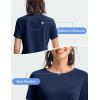 imageTBMPOY Womens Short Sleeve Workout Tops TShirts Breathable Quick Dry UPF 30 Athletic Exercise Tee Shirts with Side SlitsNavy