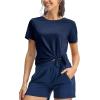 imageTBMPOY Womens Short Sleeve Workout Tops TShirts Breathable Quick Dry UPF 30 Athletic Exercise Tee Shirts with Side SlitsNavy