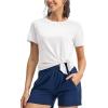 imageTBMPOY Womens Short Sleeve Workout Tops TShirts Breathable Quick Dry UPF 30 Athletic Exercise Tee Shirts with Side SlitsWhite