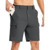 imageTBMPOY Mens Hiking Cargo Shorts 9quot Lightweight Water Resistant Quick Dry Work Shorts 6 Pockets for Travel Camping TacticalDark Grey