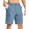 imageTBMPOY Mens Hiking Cargo Shorts 9quot Lightweight Water Resistant Quick Dry Work Shorts 6 Pockets for Travel Camping TacticalStone Blue