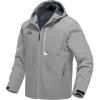 imageTBMPOY Mens Hooded Softshell Jacket Waterproof Windproof Ski Hiking Outerwear Fleece Lined Winter Coat7light Grey