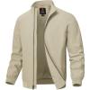 imageTBMPOY Mens Light Jackets Waterproof Bomber Work Jacket Causal Windbreaker Full Zip Golf Dress Outwear CoatsBeige02 Style