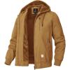 imageTBMPOY Mens Winter Jackets Hooded Work Cotton FLeece Lined Duck Coats Flannel Active Workwear CoatYellow