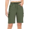 imageTBMPOY Womens 10quot Hiking Cargo Shorts Lightweight Quick Dry Bermuda Loose Outdoor Casual 5 Pockets for Summer Golf TravelArmy Green