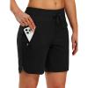 imageTBMPOY Womens Board Shorts 7quot High Waisted Swim Beach Quick Dry Shorts with Zipper Pockets Water Liner Bathing BottomBlack