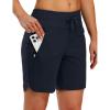 imageTBMPOY Womens Board Shorts 7quot High Waisted Swim Beach Quick Dry Shorts with Zipper Pockets Water Liner Bathing BottomNavy