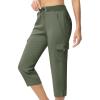 imageTBMPOY Womens Capri Pants Lightweight Quick Dry Hiking Cargo Pockets Casual Water Resistant Travel Cropped CottonArmy Green